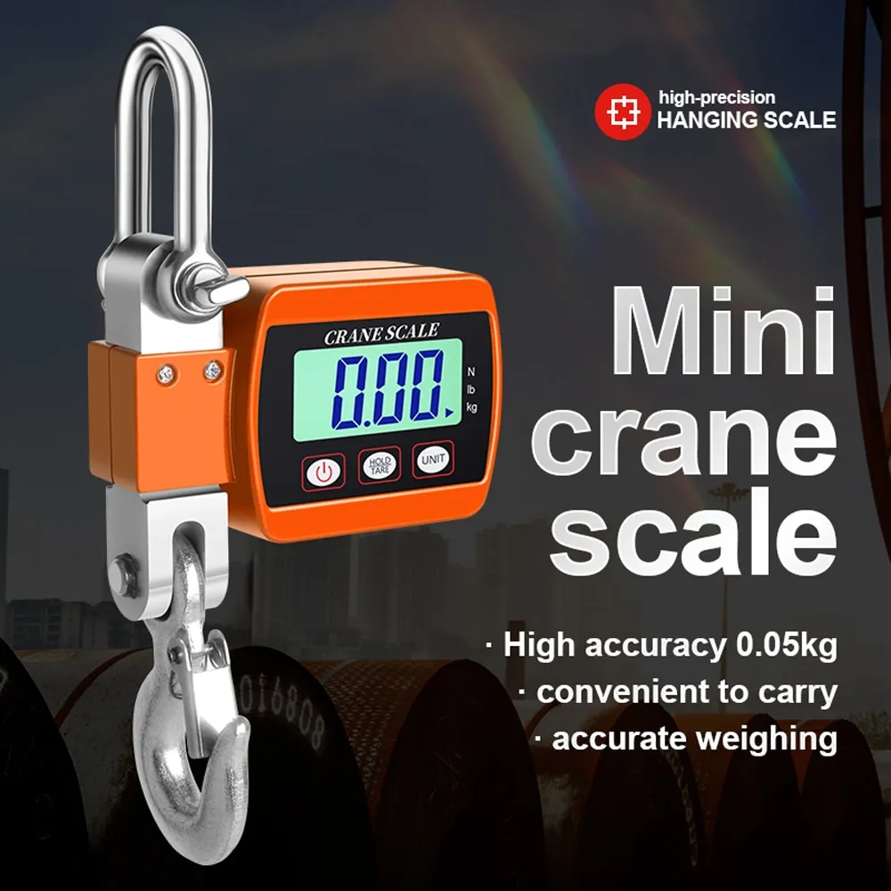 0.05-500kg LCD Digital Scale Crane Scale Portable Industrial Electronic Scale Heavy Duty Weight Hook-Hanging Scale