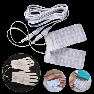 1 Pair Electric USB Gloves Heater Carbon Fiber Cloth Heated Gloves Pad