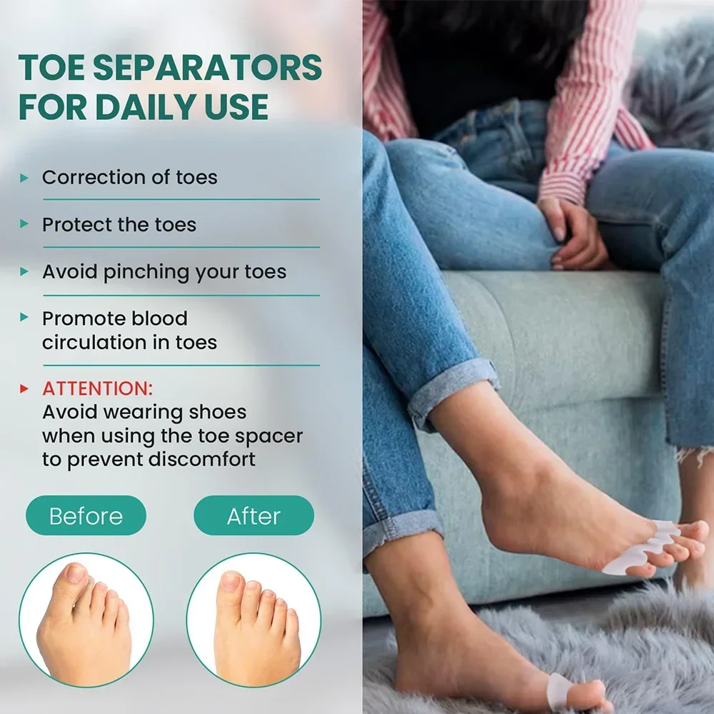 1 Pair Silicone Toe Separator Bunion Corrector Hammer Toe Corrector Soft Silicone Material for Toe Separation Foot Care