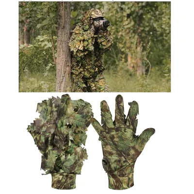 1 Pair Sneaky 3D Leaf Camo Gloves Full Finger Comfortable Non-slip Durable For Outdoor Hunting Fishing CS Shooting 1 Pair Sneaky 3D Leaf Camo Gloves Full Finger Comfortable Non-slip Durable For Outdoor Hunting Fishing CS Shooting