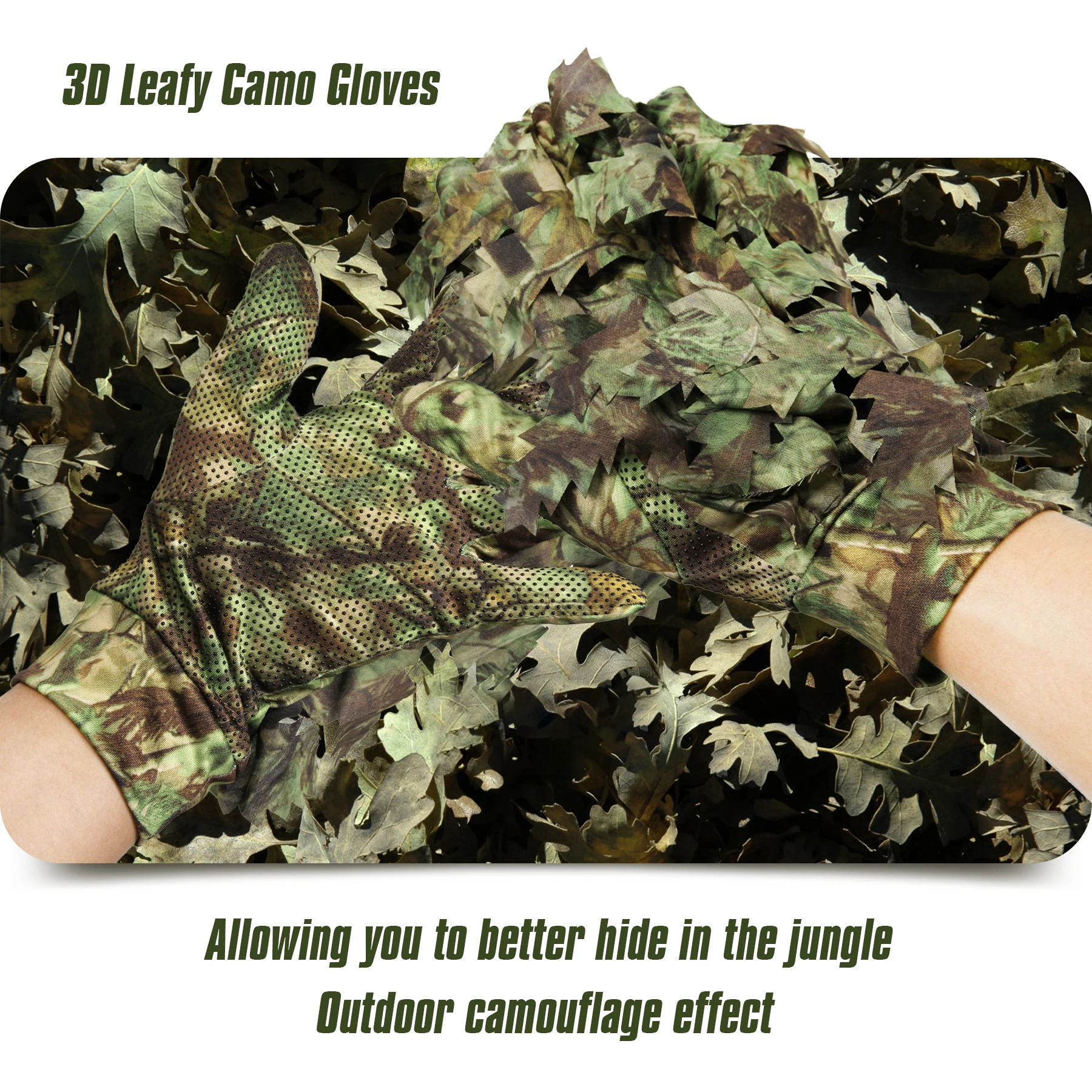 1 Pair Sneaky 3D Leaf Camo Gloves Full Finger Comfortable Non-slip Durable For Outdoor Hunting Fishing CS Shooting 1 Pair Sneaky 3D Leaf Camo Gloves Full Finger Comfortable Non-slip Durable For Outdoor Hunting Fishing CS Shooting
