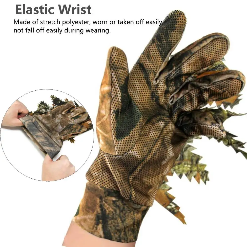 1 Pair Sneaky 3D Leaf Camo Gloves Full Finger Comfortable Non-slip Durable For Outdoor Hunting Fishing CS Shooting 1 Pair Sneaky 3D Leaf Camo Gloves Full Finger Comfortable Non-slip Durable For Outdoor Hunting Fishing CS Shooting