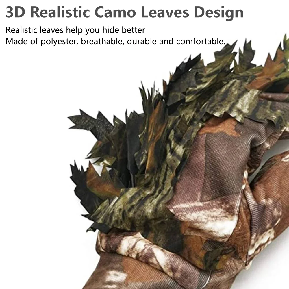 1 Pair Sneaky 3D Leaf Camo Gloves Full Finger Comfortable Non-slip Durable For Outdoor Hunting Fishing CS Shooting 1 Pair Sneaky 3D Leaf Camo Gloves Full Finger Comfortable Non-slip Durable For Outdoor Hunting Fishing CS Shooting