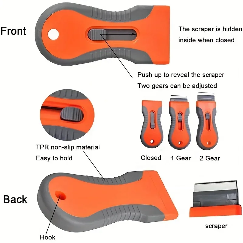 1 Set Glue Removal Blade With 10 Blades, Telescopic Adjustment Knife, Cleaning Scraper Tool For Removing