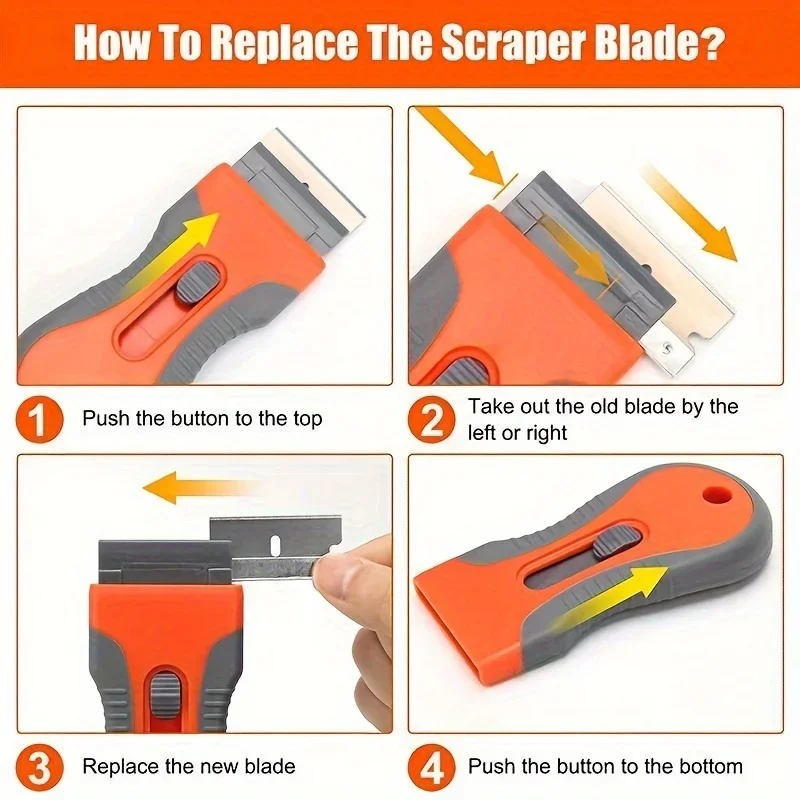 1 Set Glue Removal Blade With 10 Blades, Telescopic Adjustment Knife, Cleaning Scraper Tool For Removing