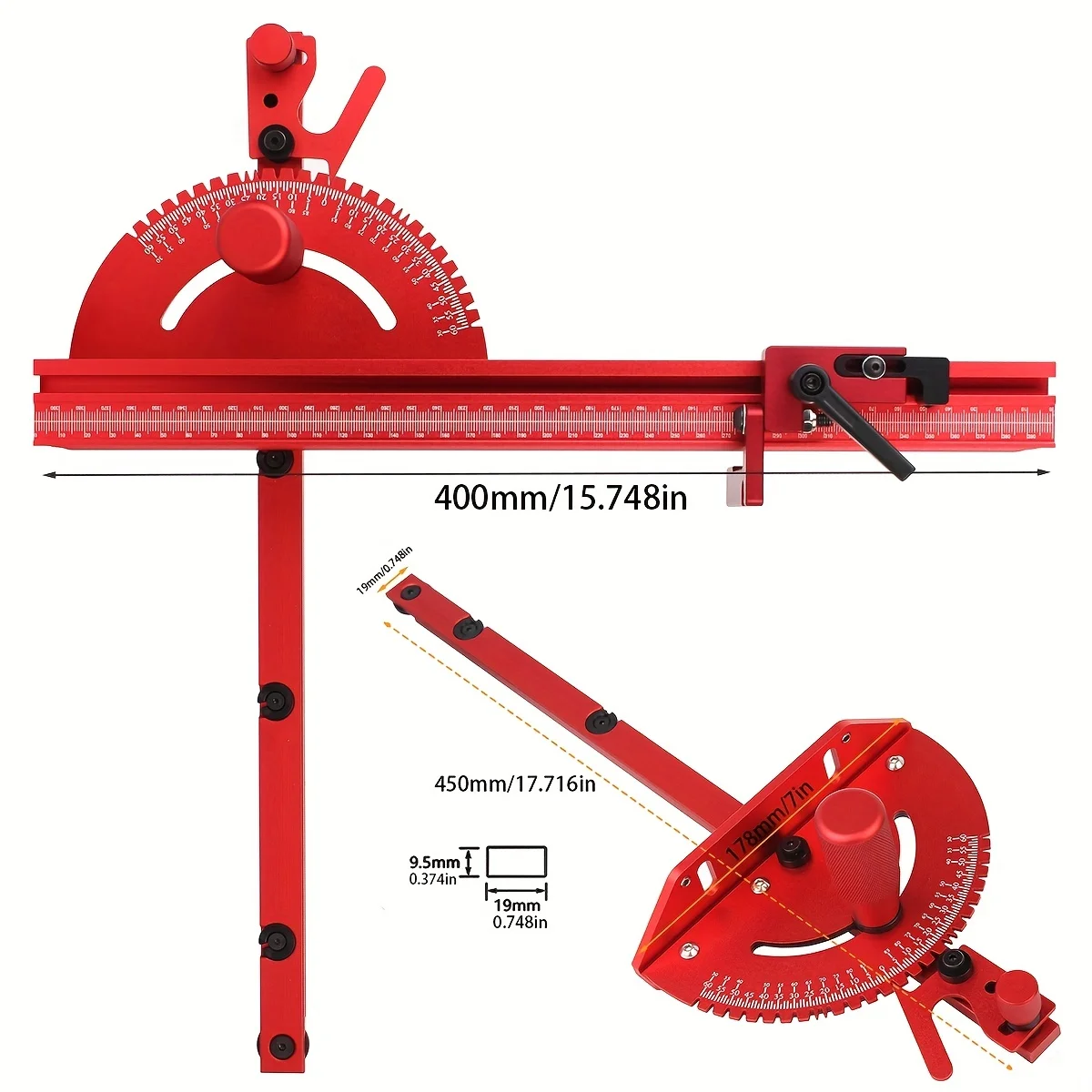 1 Set Miter Gauge and 400MM Aluminium Profile Fence With Track Stop Sawing Assembly Angle Ruler for Table Saw Router 1 Set Miter Gauge and 400MM Aluminium Profile Fence With Track Stop Sawing Assembly Angle Ruler for Table Saw Router