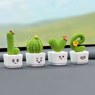 1 Set Of 4 Resin Succulent Cactus Mini Green Plant Car Office Home Living Room Crafts 1 Set Of 4 Resin Succulent Cactus Mini Green Plant Car Office Home Living Room Crafts