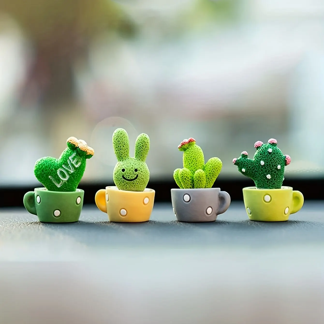 1 Set Of 4 Resin Succulent Cactus Mini Green Plant Car Office Home Living Room Crafts 1 Set Of 4 Resin Succulent Cactus Mini Green Plant Car Office Home Living Room Crafts