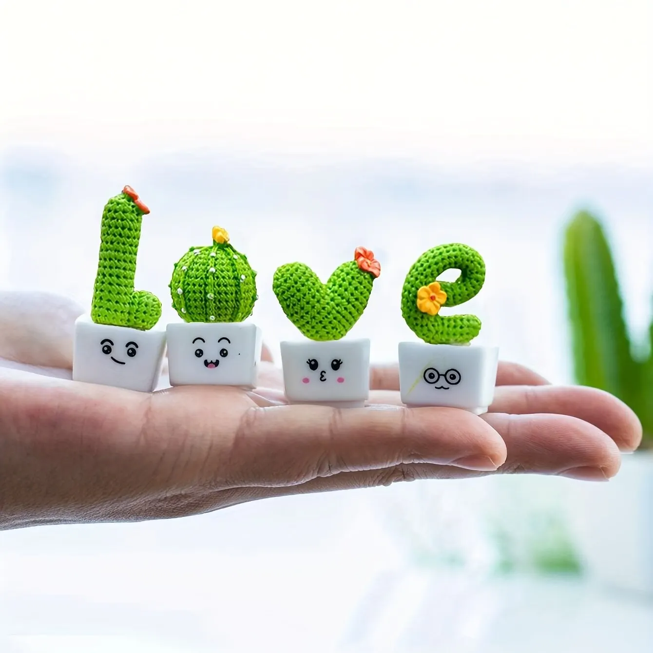 1 Set Of 4 Resin Succulent Cactus Mini Green Plant Car Office Home Living Room Crafts 1 Set Of 4 Resin Succulent Cactus Mini Green Plant Car Office Home Living Room Crafts