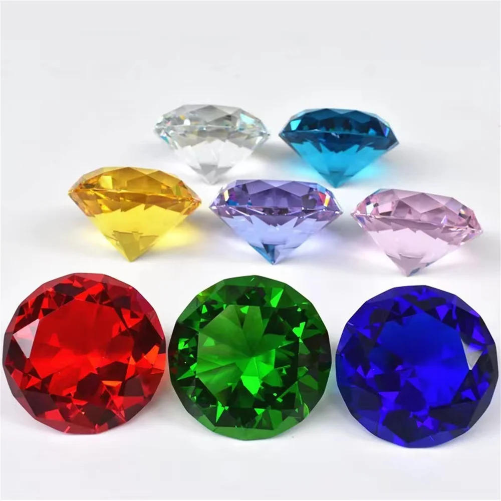 10 Colors Crystal Diamond Shaped Paperweight Decorative Cut Glass Giant Gemstone Wedding Office Desktop Ornament