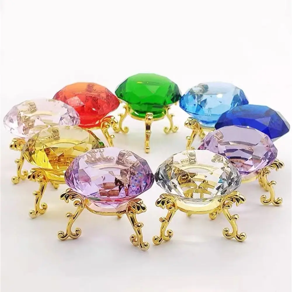 10 Colors Crystal Diamond Shaped Paperweight Decorative Cut Glass Giant Gemstone Wedding Office Desktop Ornament