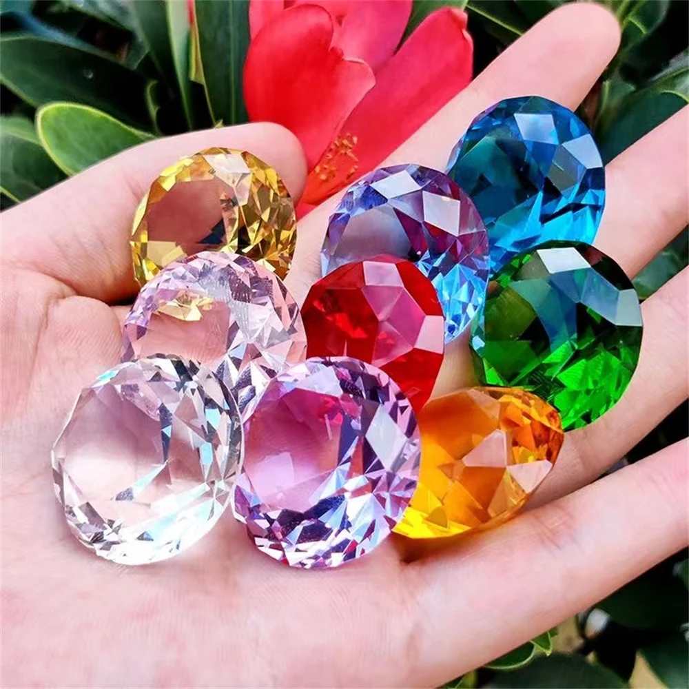 10 Colors Crystal Diamond Shaped Paperweight Decorative Cut Glass Giant Gemstone Wedding Office Desktop Ornament
