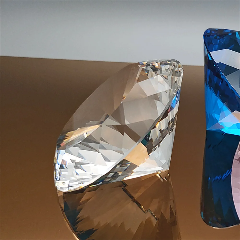 10 Colors Crystal Diamond Shaped Paperweight Decorative Cut Glass Giant Gemstone Wedding Office Desktop Ornament