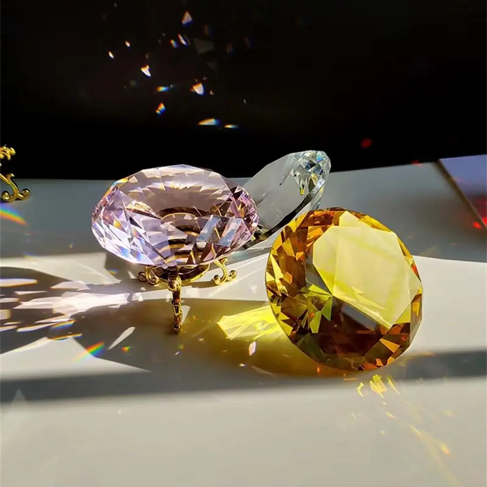 10 Colors Crystal Diamond Shaped Paperweight Decorative Cut Glass Giant Gemstone Wedding Office Desktop Ornament