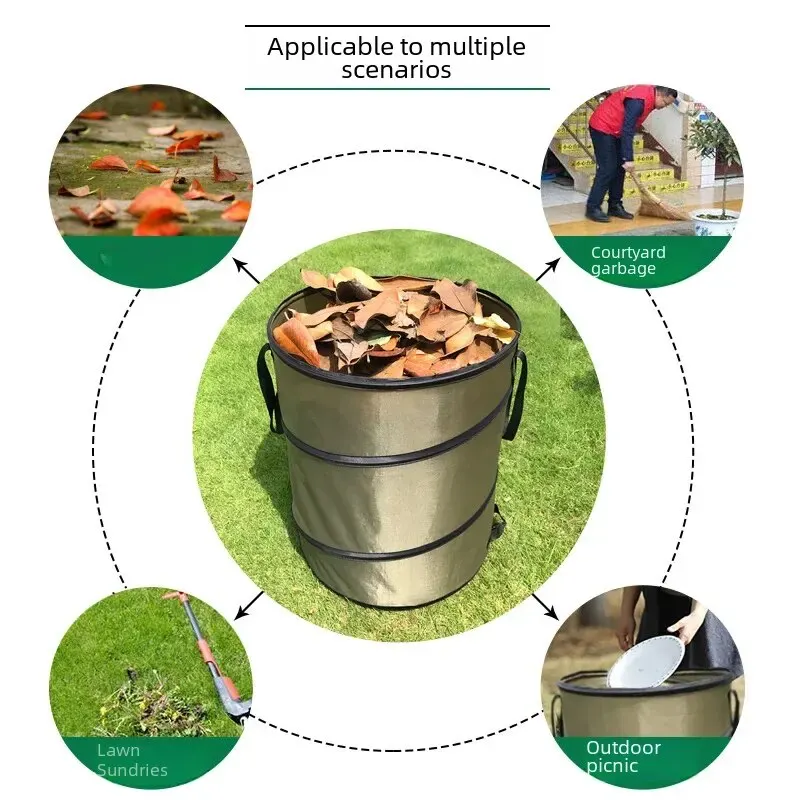 10 Gallons Foldable Oxford Cloth Leaf Litter Gardening Tools Outdoor Trash Can Yard Waste Container Home Garden Leaf