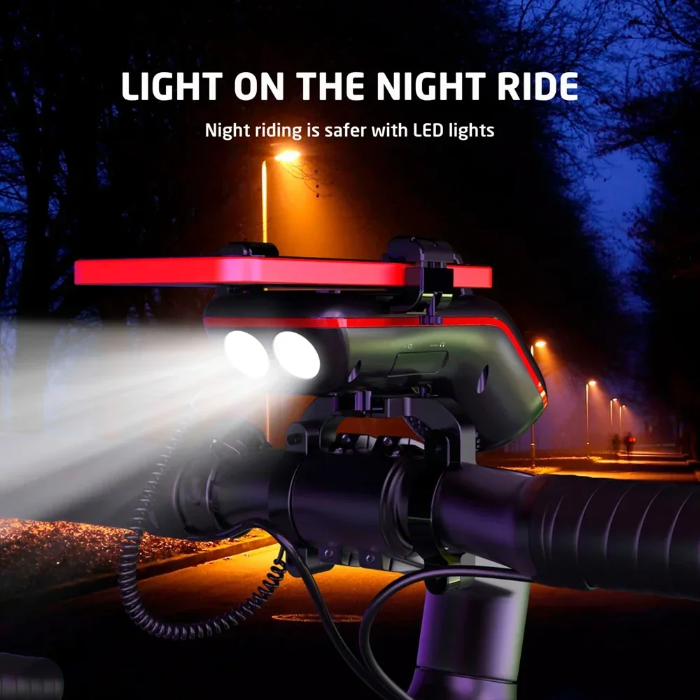 10 in 1 Bike Light 5000mAh Rechargeable Front Lamp Bicycle Phone Holder with Bluetooth Speaker Cycling Bell Accessories