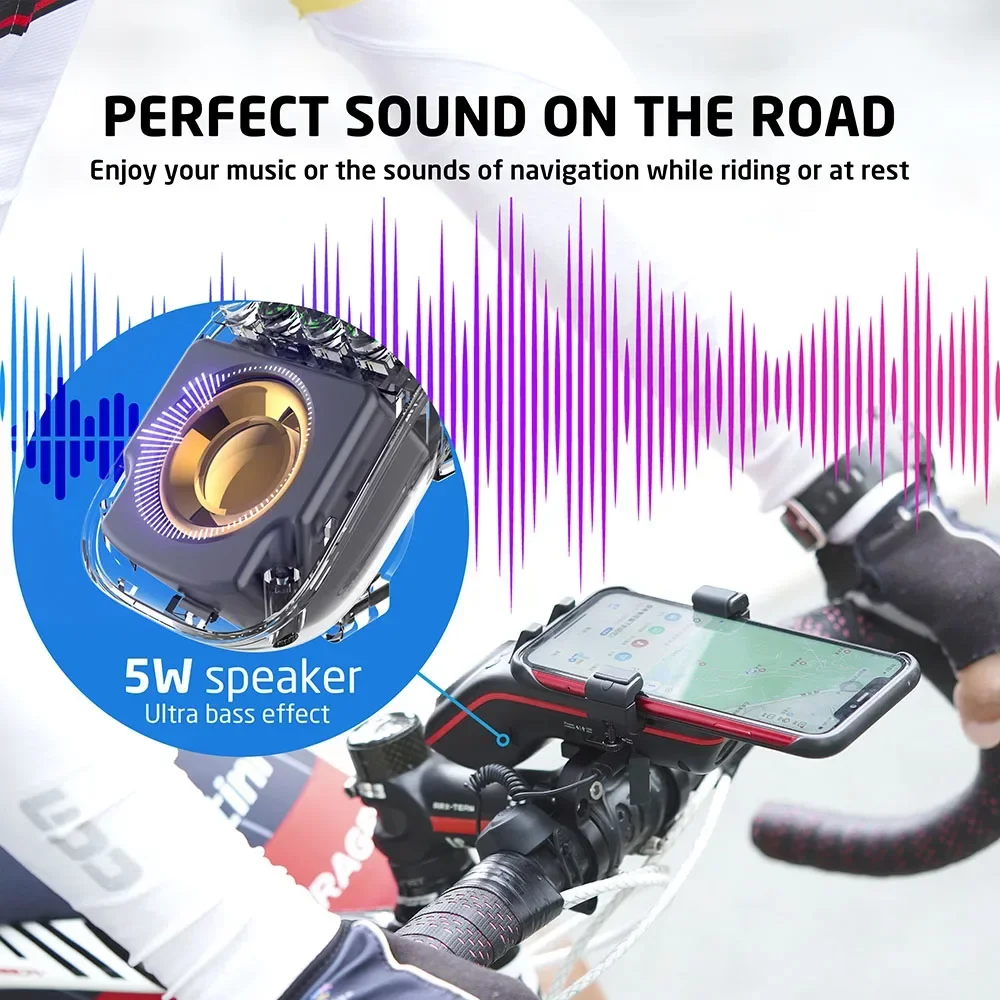 10 in 1 Bike Light 5000mAh Rechargeable Front Lamp Bicycle Phone Holder with Bluetooth Speaker Cycling Bell Accessories