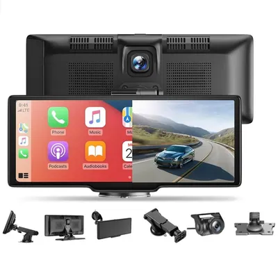 10 Inch 4K Dash Cam Wireless Carplay Android Auto Car DVR GPS WiFi Navigation Rearview Camera Dashboard Video 10 Inch 4K Dash Cam Wireless Carplay Android Auto Car DVR GPS WiFi Navigation Rearview Camera Dashboard Video