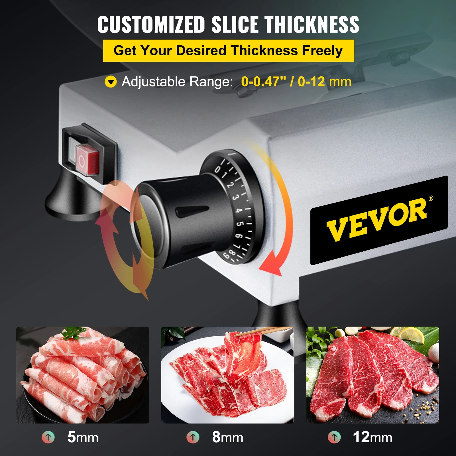 10 Inch Blade Electric Food Slicer Cutter Grinder Meat Slicer Machine for Commercial Deli Meat Cheese Beef Mutton Turkey