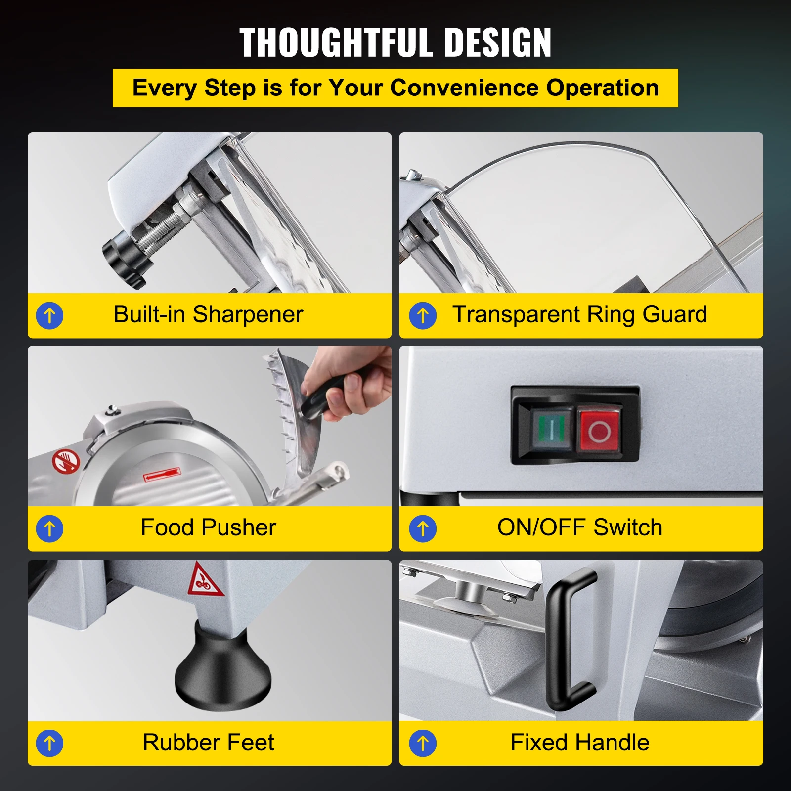 10 Inch Blade Electric Food Slicer Cutter Grinder Meat Slicer Machine for Commercial Deli Meat Cheese Beef Mutton Turkey