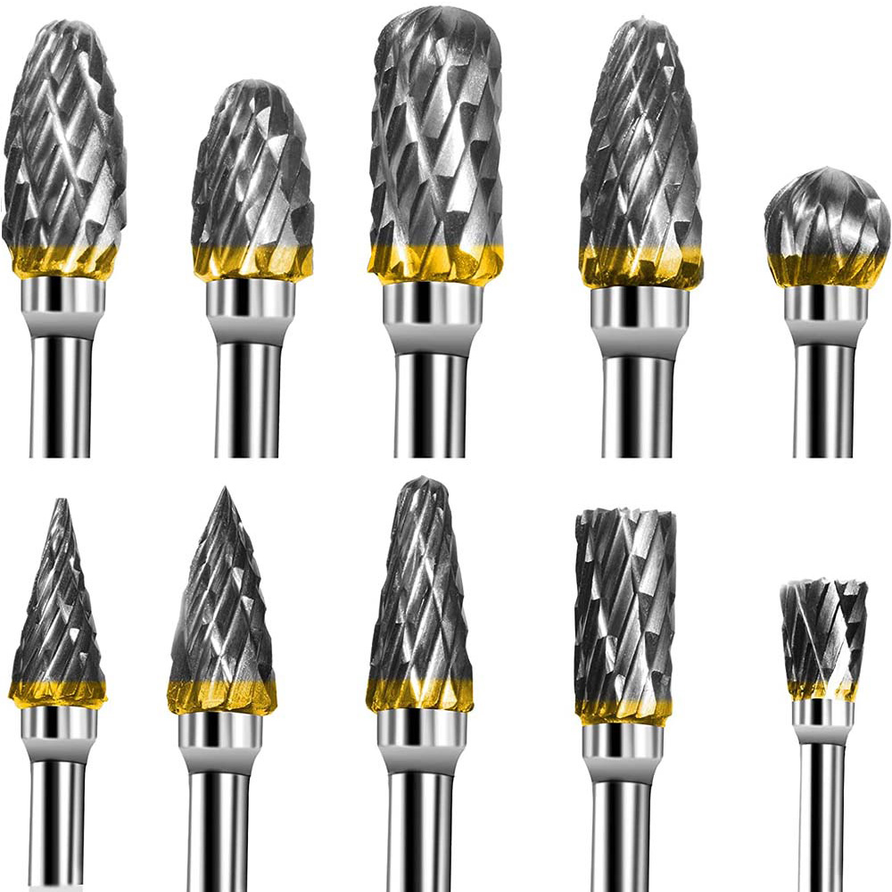10 pcs 1/8 Shank Tungsten Carbide Milling Cutter Rotary Tool Burr Double Diamond Cut Rotary Dremel Tools Electric 10 pcs 1/8 Shank Tungsten Carbide Milling Cutter Rotary Tool Burr Double Diamond Cut Rotary Dremel Tools Electric