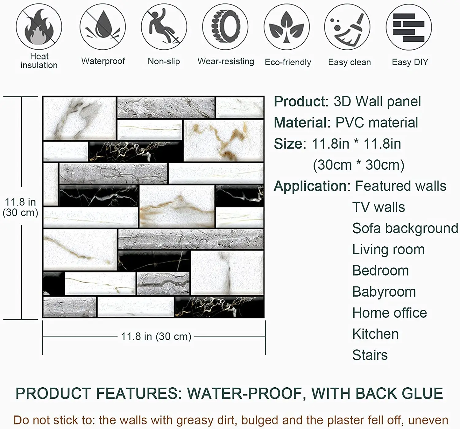 10 pcs Tile Wall Sticker Self Adhesive Home Decor 3D PVC sticker Covers For Kitchen Cupboard Bathroom Waterproof 10 pcs Tile Wall Sticker Self Adhesive Home Decor 3D PVC sticker Covers For Kitchen Cupboard Bathroom Waterproof