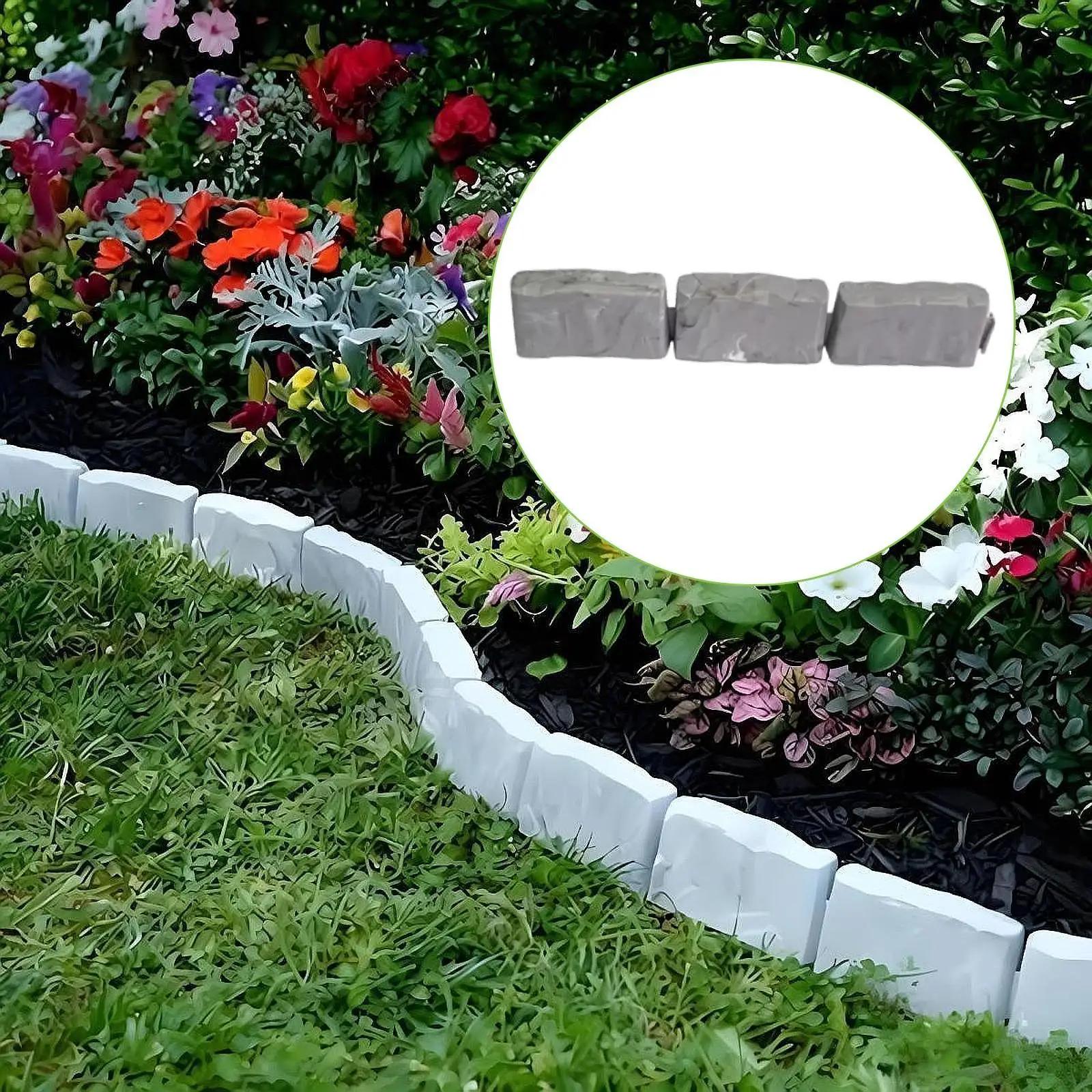 10-Piece Faux Stone Garden Edging Set – 3 Connected Stones per Section, 30-Stone Look 10-Piece Faux Stone Garden Edging Set – 3 Connected Stones per Section, 30-Stone Look