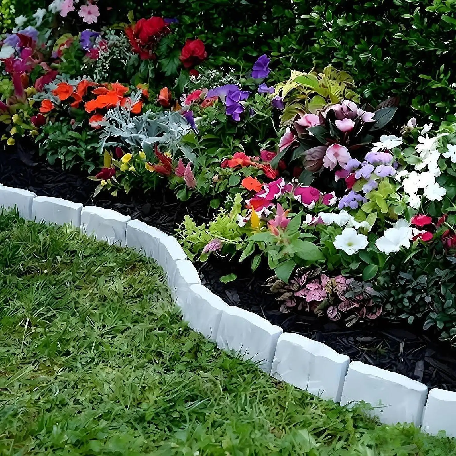 10-Piece Faux Stone Garden Edging Set – 3 Connected Stones per Section, 30-Stone Look