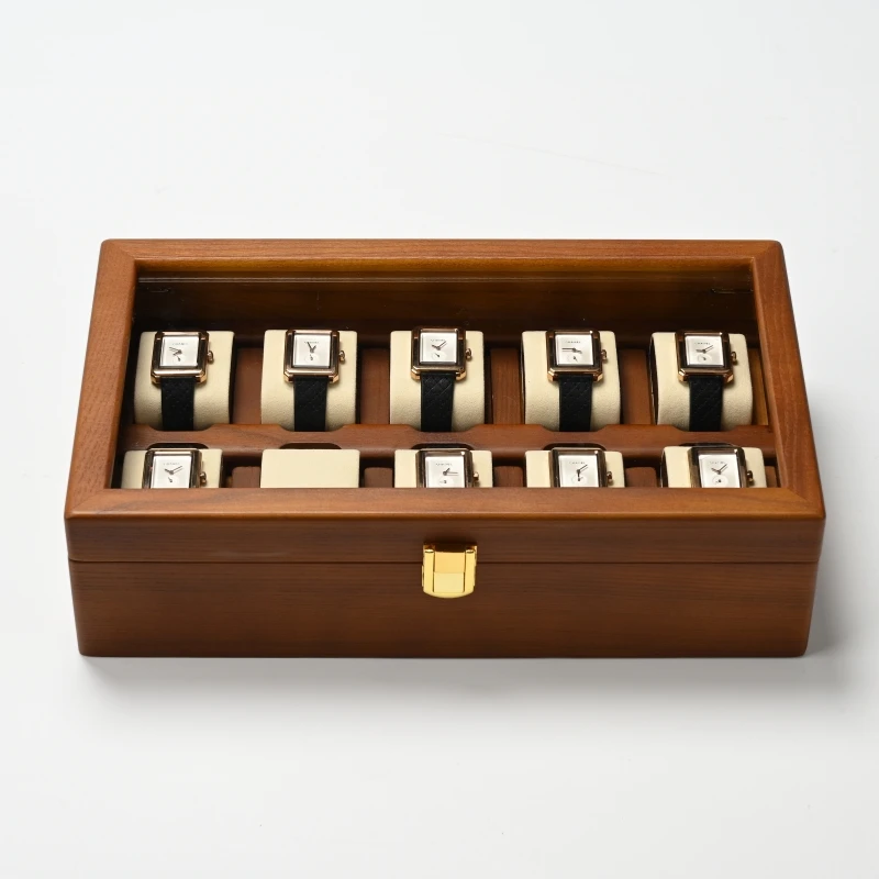 10-Slots Watch Box Jewelry Organizer Case Watch Organizer Large Multifunctional Watch Display Case Watch Storage Box