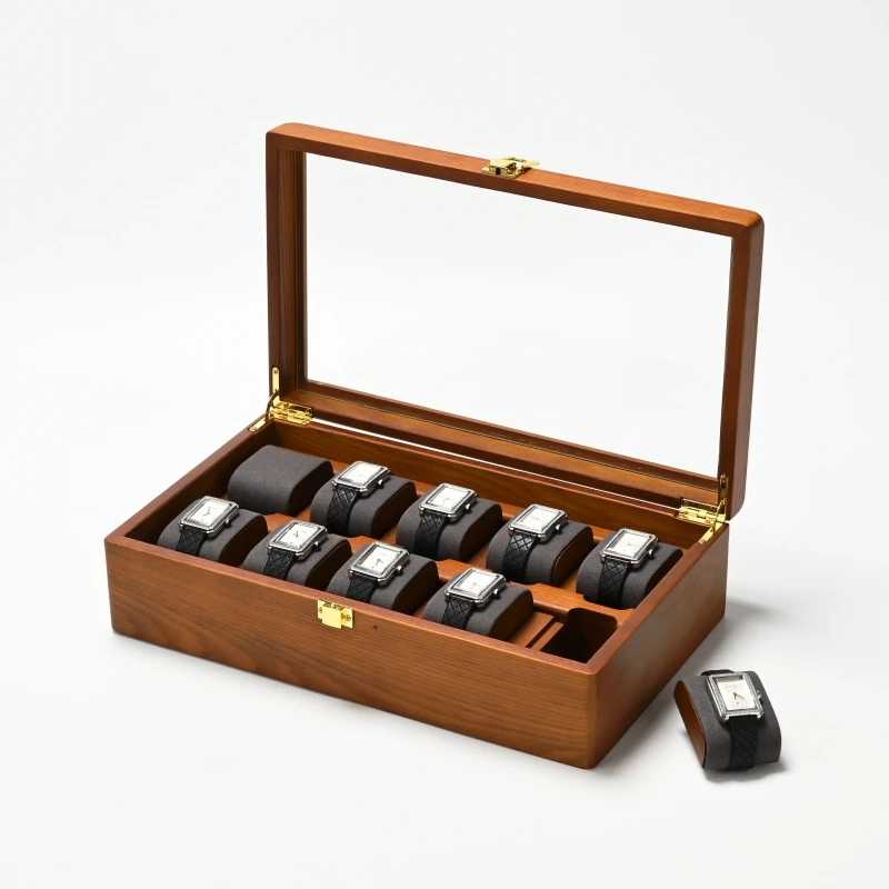 10-Slots Watch Box Jewelry Organizer Case Watch Organizer Large Multifunctional Watch Display Case Watch Storage Box