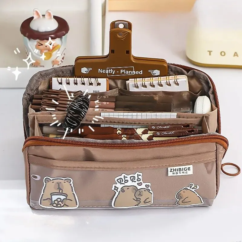 10-tier Card-pibara High-capacity Transparent Pen Bag with Beautiful Appearance, Multi-functional Pencil Case for