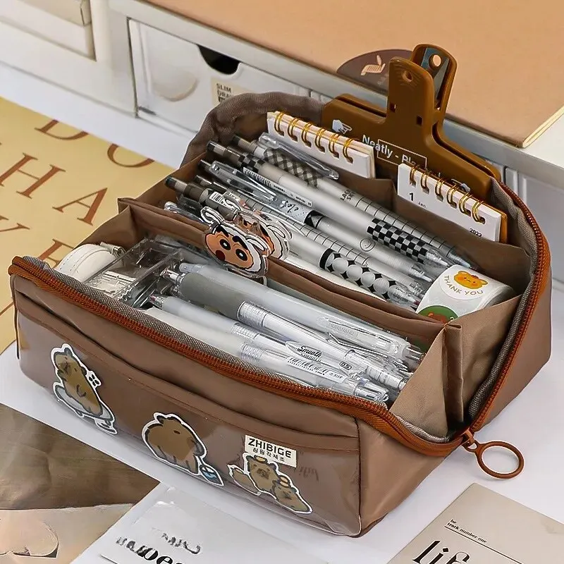 10-tier Card-pibara High-capacity Transparent Pen Bag with Beautiful Appearance, Multi-functional Pencil Case for