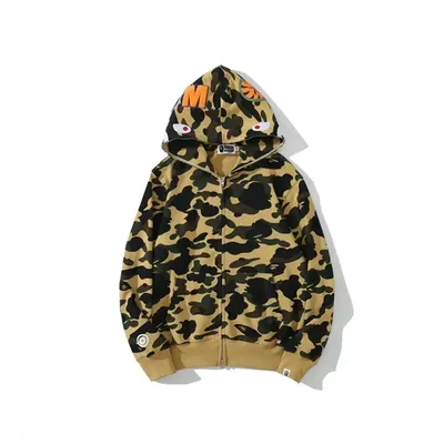 100% Cotton Trendy Shark Camouflage Zippered Hoodie for Men and Women Fine Embroidery Loose Fitting Pure Cotton Plush 100% Cotton Trendy Shark Camouflage Zippered Hoodie for Men and Women Fine Embroidery Loose Fitting Pure Cotton Plush