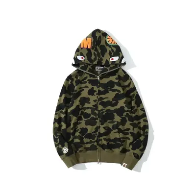 100% Cotton Trendy Shark Camouflage Zippered Hoodie for Men and Women Fine Embroidery Loose Fitting Pure Cotton Plush 100% Cotton Trendy Shark Camouflage Zippered Hoodie for Men and Women Fine Embroidery Loose Fitting Pure Cotton Plush