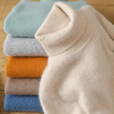 100% Merino Wool Cashmere Sweater Women Knitted Sweater Turtleneck Long Sleeve Pullovers Autumn Winter Clothing Warm