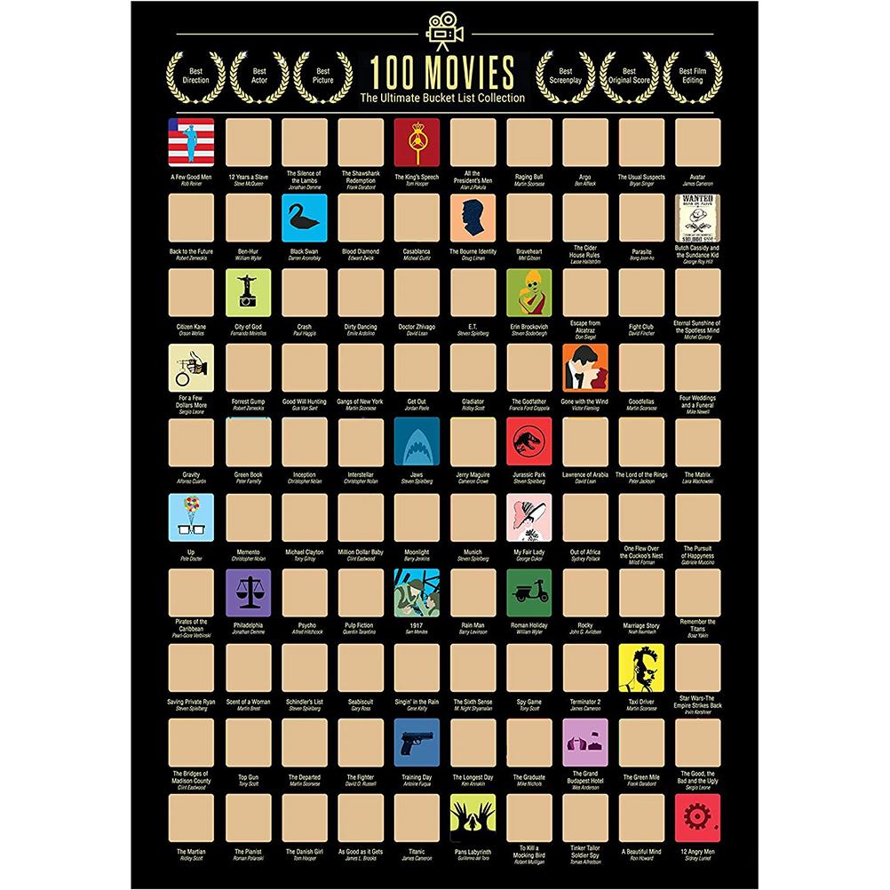 100 Movie Scratch Off Poster with Scraper
