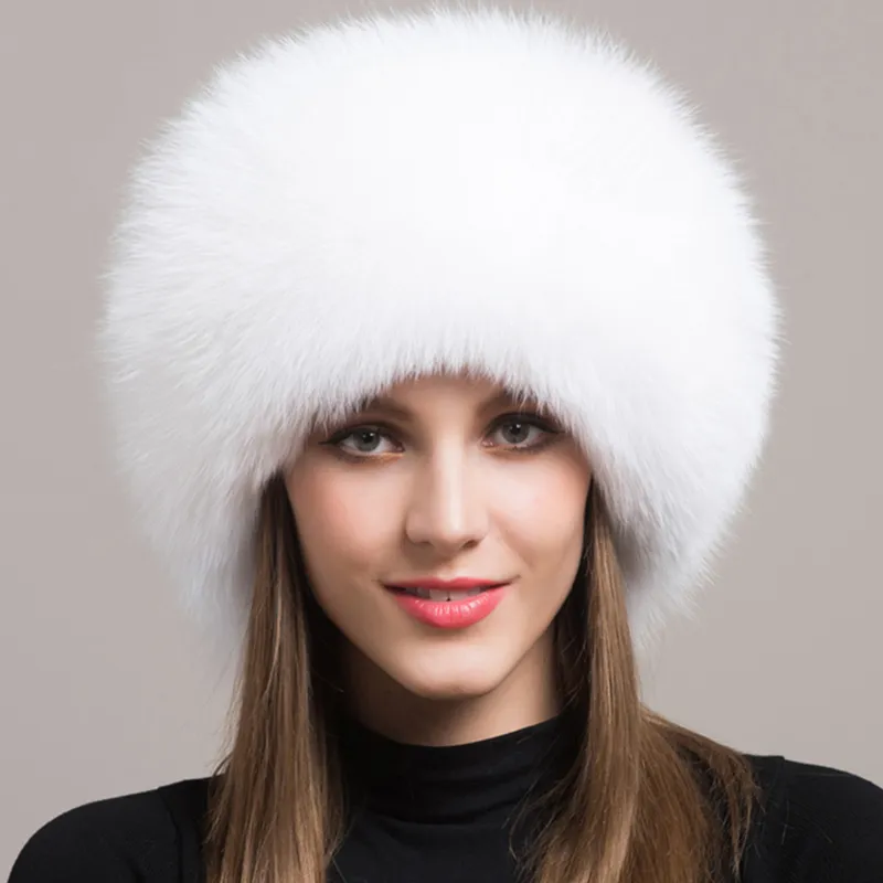 100% Natural Fox Fur Hat Women Cap Thick Fur Cap Winter Warm Hat Female Fashion For Women Hat With Earmuffs Hat