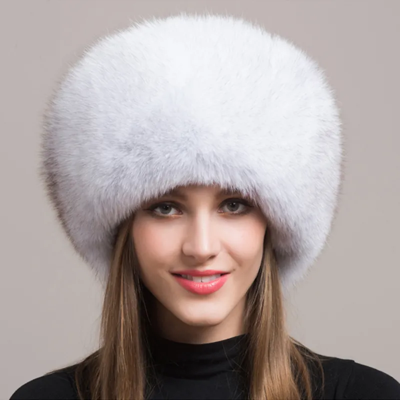 100% Natural Fox Fur Hat Women Cap Thick Fur Cap Winter Warm Hat Female Fashion For Women Hat With Earmuffs Hat