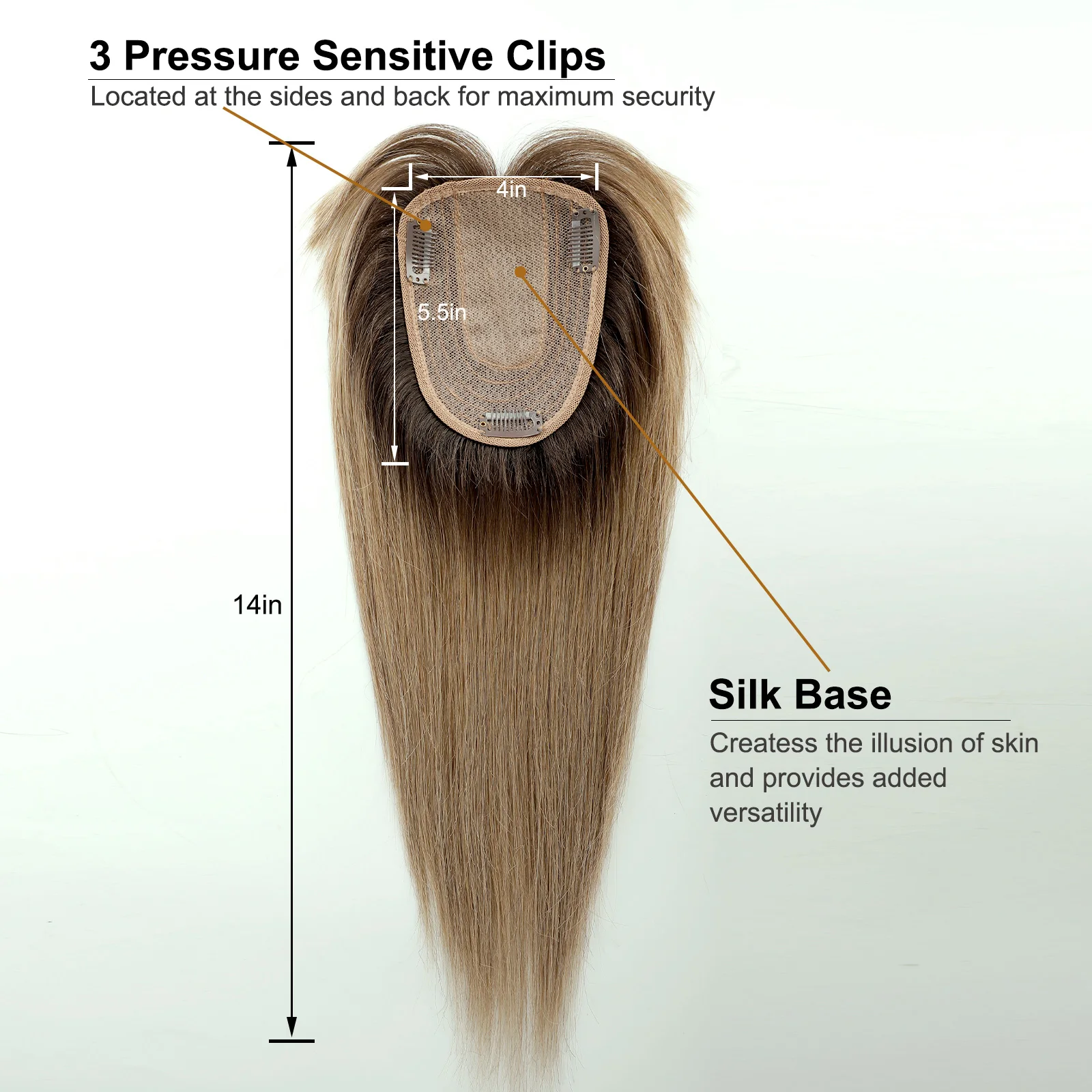 100% Remy Human Hair Toppers with Bangs 14in Brown Ombre Human Hair Pieces for Women with Thinning Hair Silk Base Clip 100% Remy Human Hair Toppers with Bangs 14in Brown Ombre Human Hair Pieces for Women with Thinning Hair Silk Base Clip
