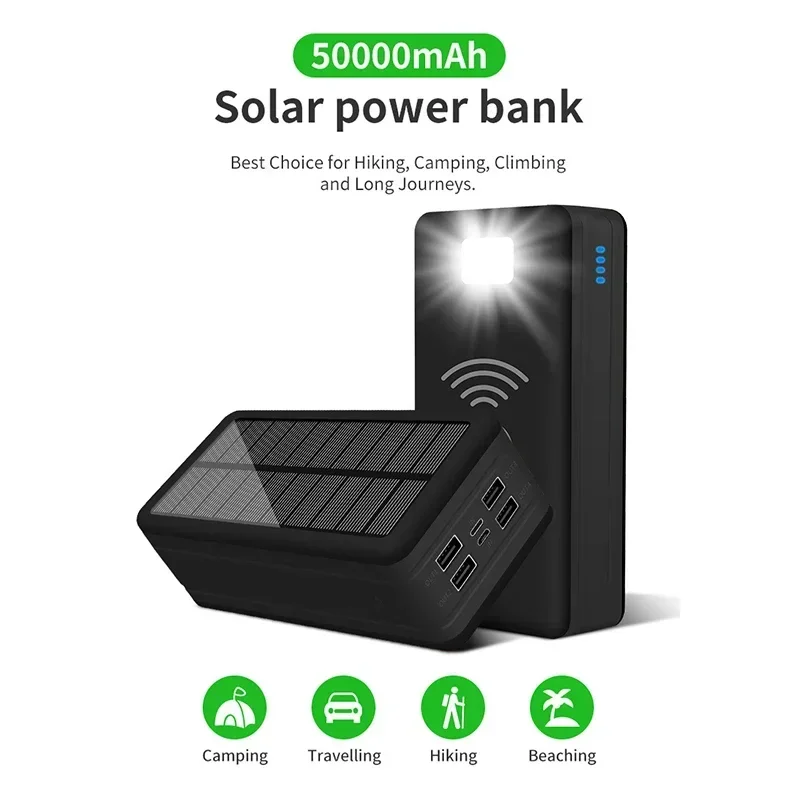 100000mAh Solar Power Bank 4USB 2.1A Large Capacity External Battery Mobile Phone Wireless Fast Charging Mobile Phone 100000mAh Solar Power Bank 4USB 2.1A Large Capacity External Battery Mobile Phone Wireless Fast Charging Mobile Phone