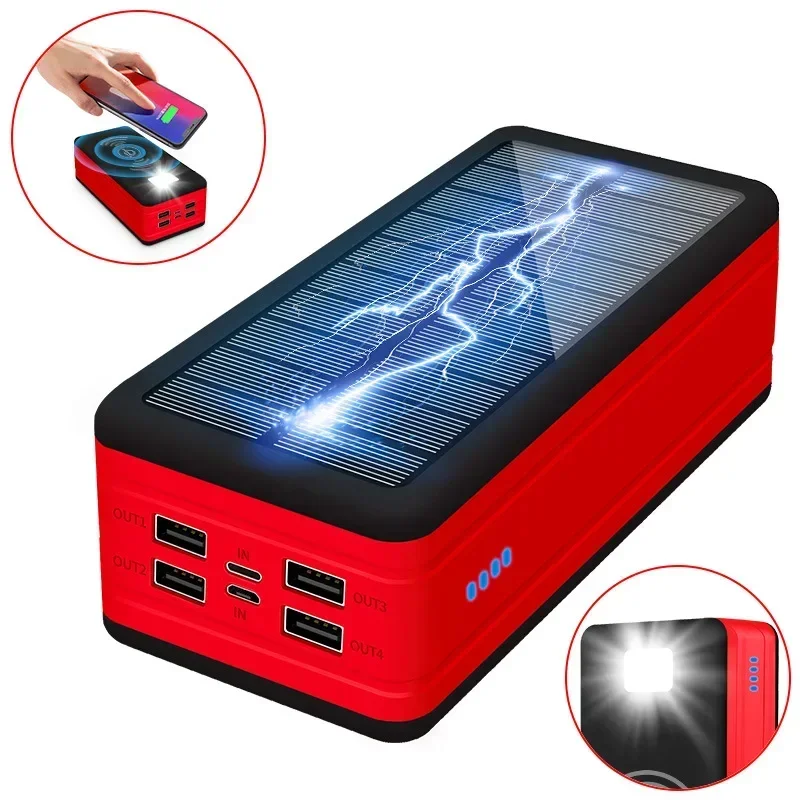 100000mAh Solar Power Bank 4USB 2.1A Large Capacity External Battery Mobile Phone Wireless Fast Charging Mobile Phone 100000mAh Solar Power Bank 4USB 2.1A Large Capacity External Battery Mobile Phone Wireless Fast Charging Mobile Phone