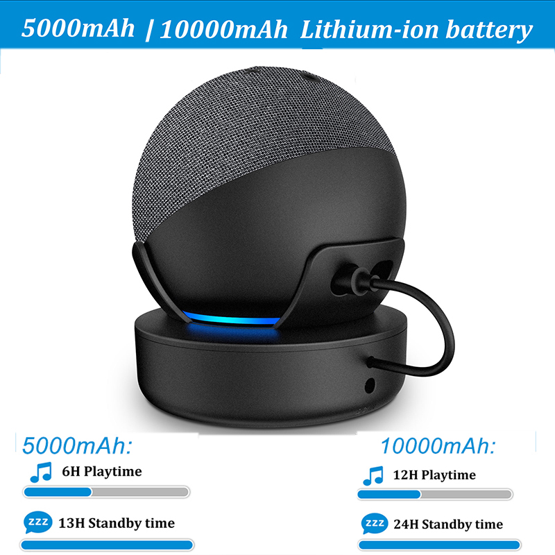 10000mAh Portable Battery Base for Alexa Echo Dot 4th 5th Gen Docking Station for Alexa Smart Speaker Charger Stand