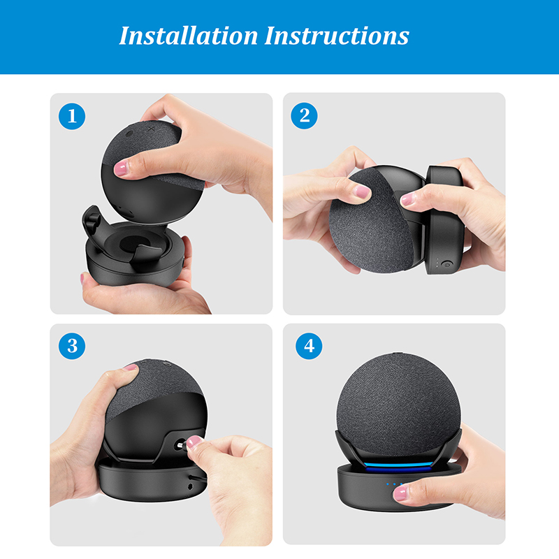 10000mAh Portable Battery Base for Alexa Echo Dot 4th 5th Gen Docking Station for Alexa Smart Speaker Charger Stand
