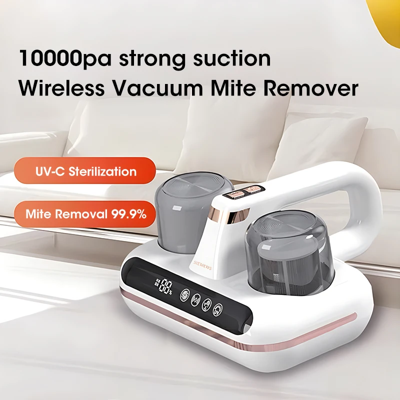 10000Pa UV Mattress Vacuum Mite Remover Cordless Handheld Cleaner Powerful Suction for Cleaning Bed Pillows Clothes Sofa