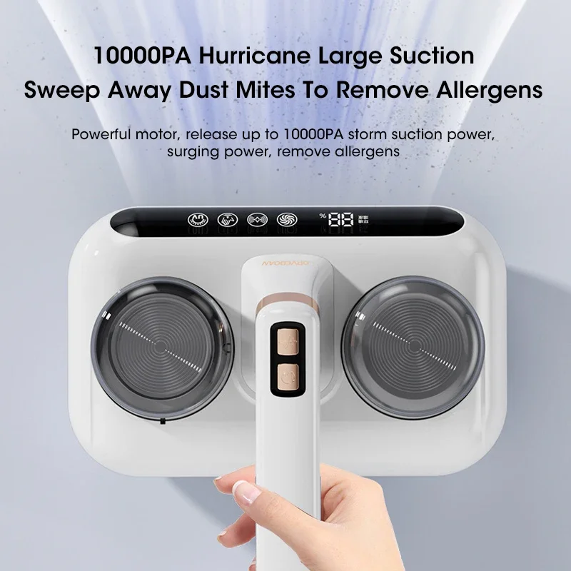 10000Pa UV Mattress Vacuum Mite Remover Cordless Handheld Cleaner Powerful Suction for Cleaning Bed Pillows Clothes Sofa