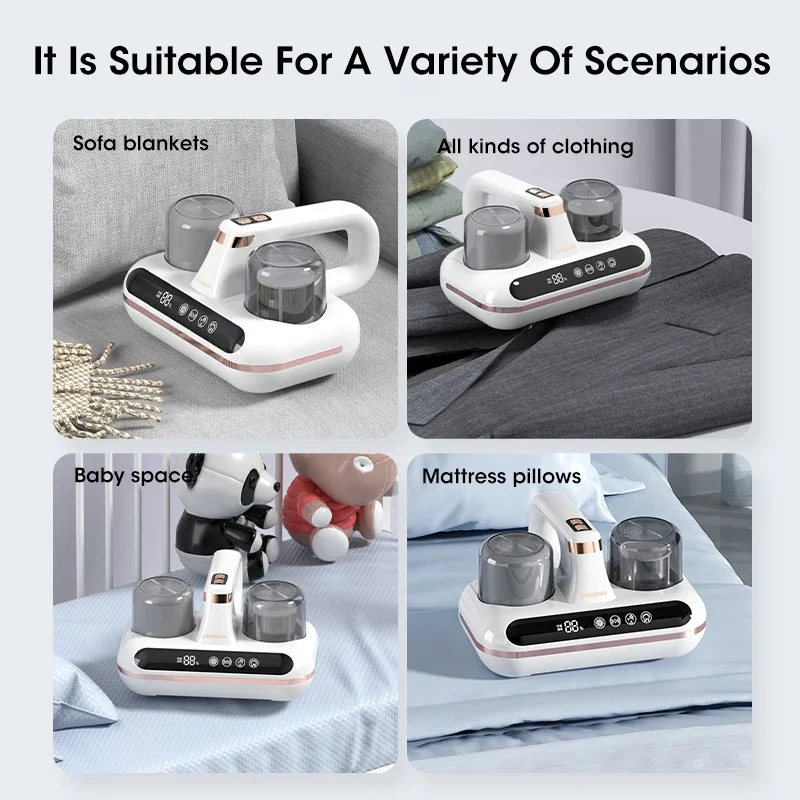 10000Pa UV Mattress Vacuum Mite Remover Cordless Handheld Cleaner Powerful Suction for Cleaning Bed Pillows Clothes Sofa