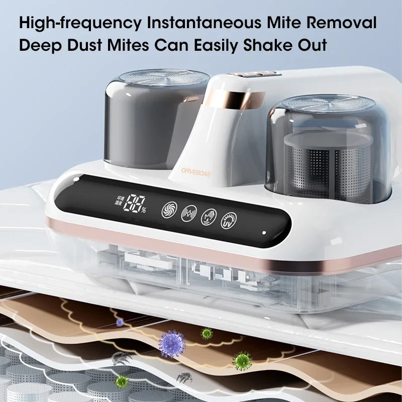 10000Pa UV Mattress Vacuum Mite Remover Cordless Handheld Cleaner Powerful Suction for Cleaning Bed Pillows Clothes Sofa