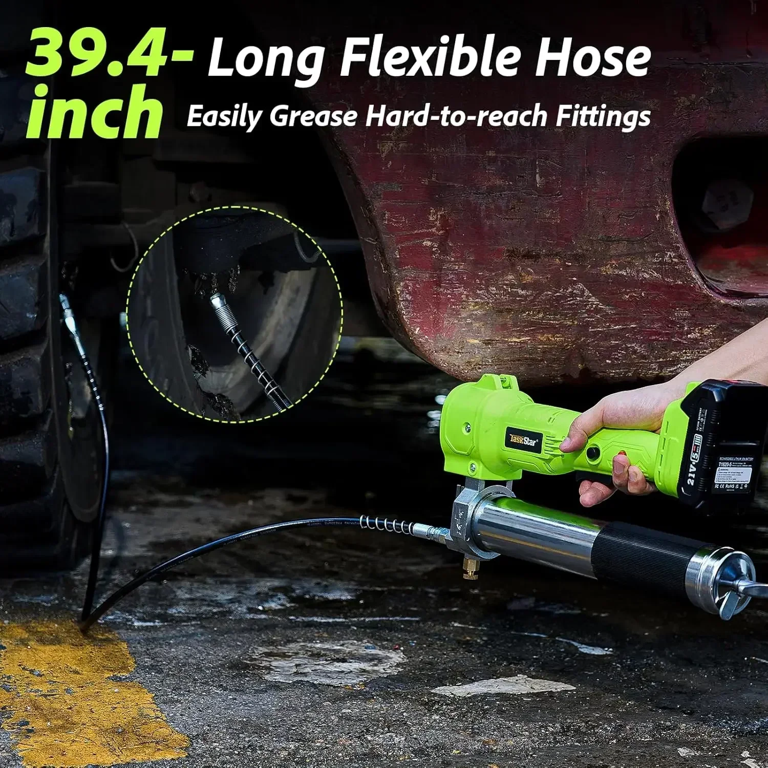 10000PSI Electric Grease Gun Kit 1m Flexible Hose Cordless Electric Oil Injector Fat Machine For Makita 18V Battery Pin
