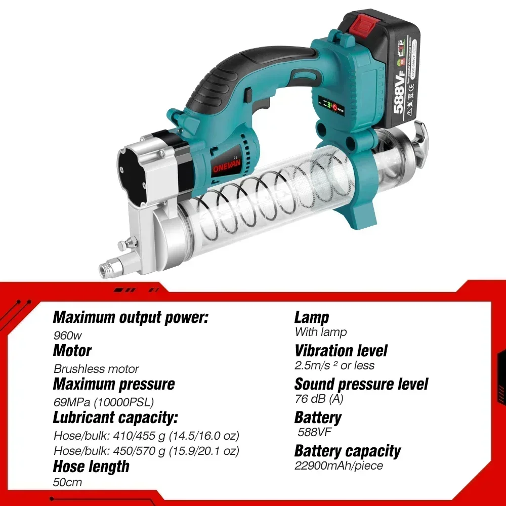 10000PSL Cordless Rechargeable Electric Grease Machine High Pressure Car Lubricating Oil Tool For Makita 18v Battery 10000PSL Cordless Rechargeable Electric Grease Machine High Pressure Car Lubricating Oil Tool For Makita 18v Battery
