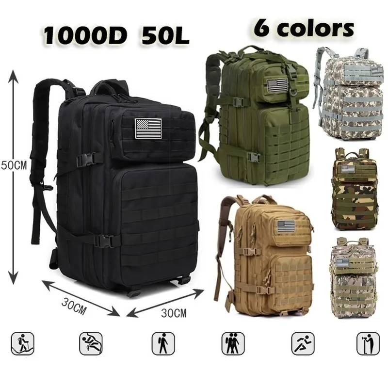1000D Nylon Waterproof Trekking Fishing Hunting Bag Backpack Outdoor Military Rucksacks Tactical Sports Camping Hiking 1000D Nylon Waterproof Trekking Fishing Hunting Bag Backpack Outdoor Military Rucksacks Tactical Sports Camping Hiking